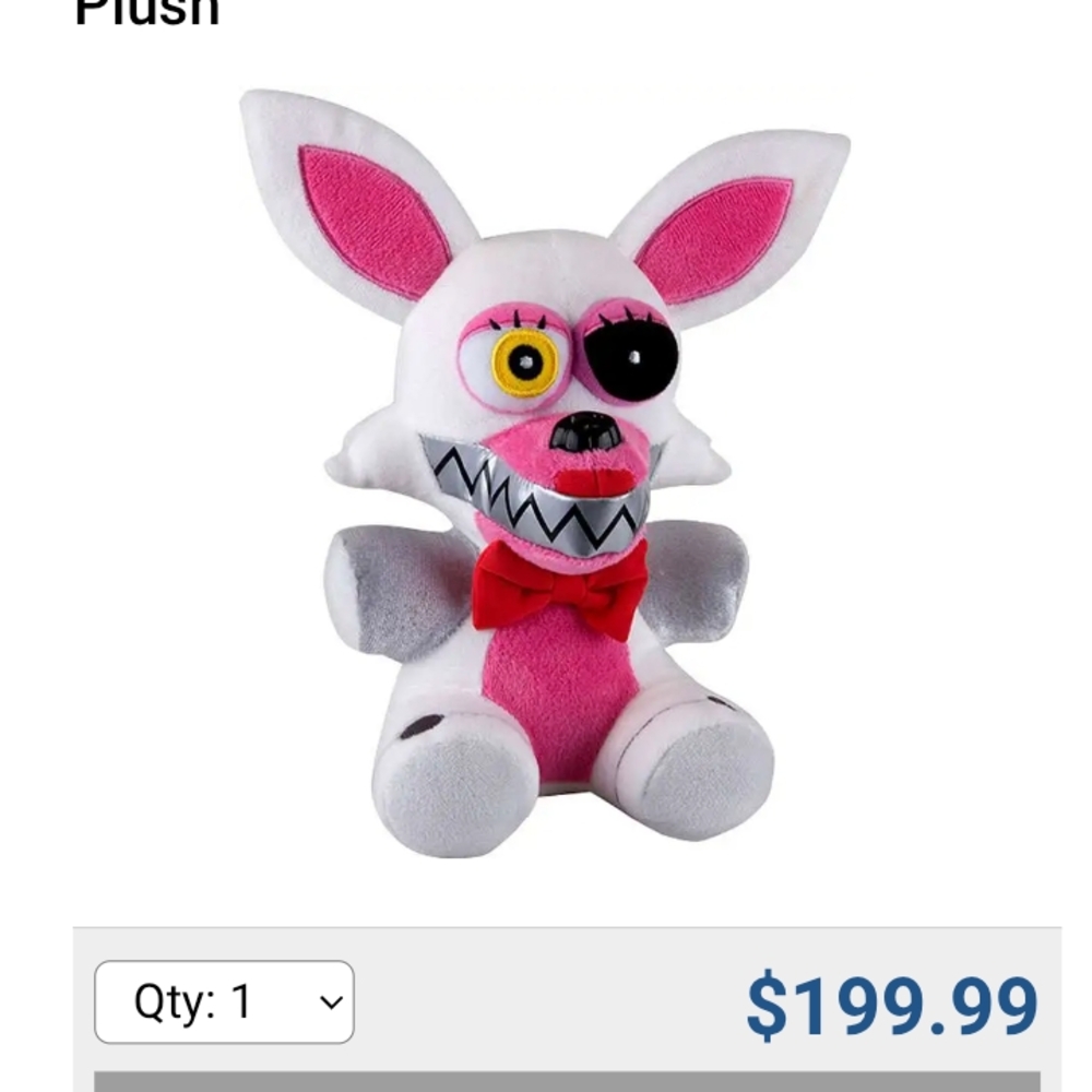 Five Nights At Freddy's Funka Plush 8" Pink & White Plush Toy W Red Bow - Picture 2 of 14